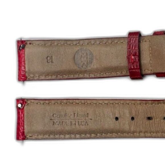 MICHELE 18mm Genuine Lizard Red Strap Retail $120 Silver Buckle - Picture 5 of 5